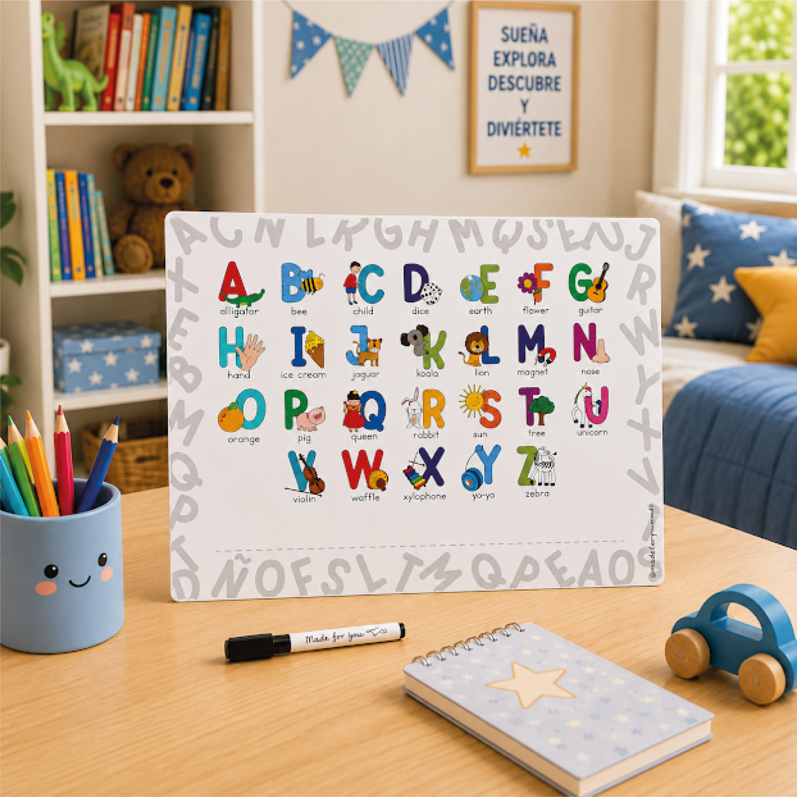 INDIVIDUALES ABECEDARIOS INFANTIL PARA ESCRIBIR - INGLES Y ESPAÑOL - LAVABLE - Imagen 4